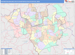 Huntington-Ashland Metro Area Digital Map Color Cast Style